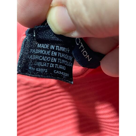 French Connection Dress Womens 2 Fit Flare Pockets Pleated Stretch Ribbed Coral - Picture 9 of 10